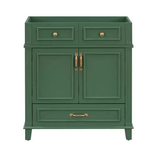 30 Inch Bathroom Vanity Without Top, Solid Wood Frame Bathroom Storage Cabinet With Soft Close Door, Frame Only Bathroom Storage Cabinet, Vintage Style, Green
