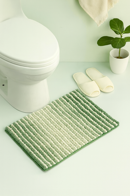 BSICPRO Chenille Bathroom Rug – 17x24" Non-Slip, Ultra Water-Absorbent Bath Mat– Sage & Cream
