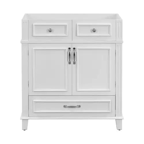 30 Inch Bathroom Vanity No Top, Solid Wood Frame Bathroom Storage Cabinet With Soft Close Door, Frame Only Bathroom Storage Cabinet, Vintage Style, White